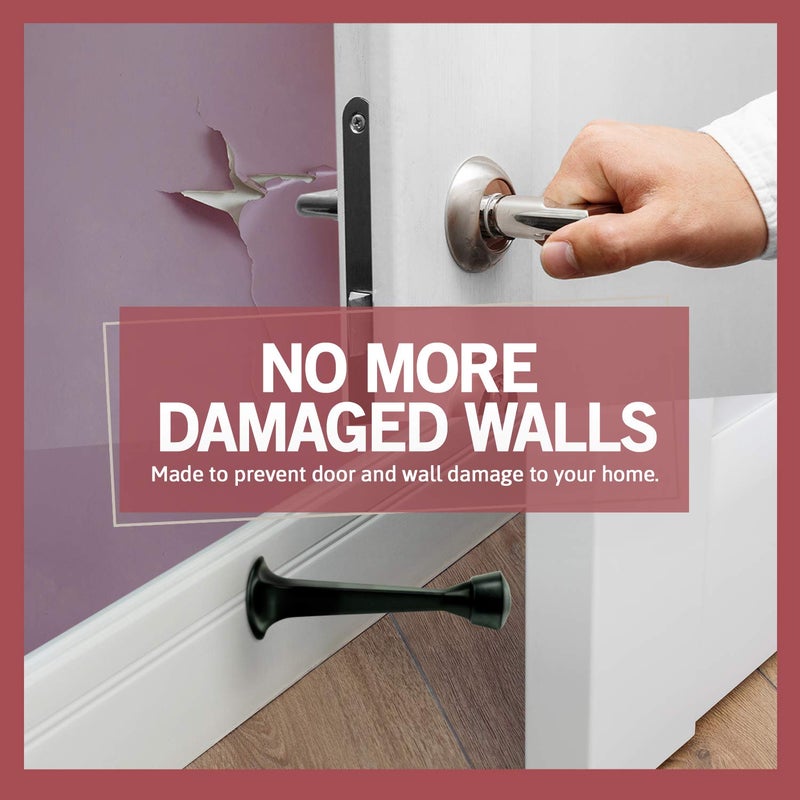 JD Jack N'Drill Jack N Drill 3-Inch Rigid Door Stop (12 Pack) - Heavy Duty Solid Metal Door Stopper | Prevents Wall & Door Damage - Rigid Rubber Tip Door Stop for Kitchen, Bedroom, Office, Garage - Image 3